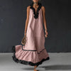 Summer New Elegant Ruffled Contrast-Color Tank Maxi Dress