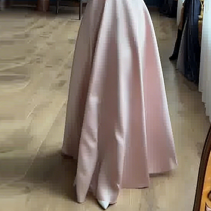 New Womens Waist-cinching V-neck Long-sleeve Minimalist Maxi Dress