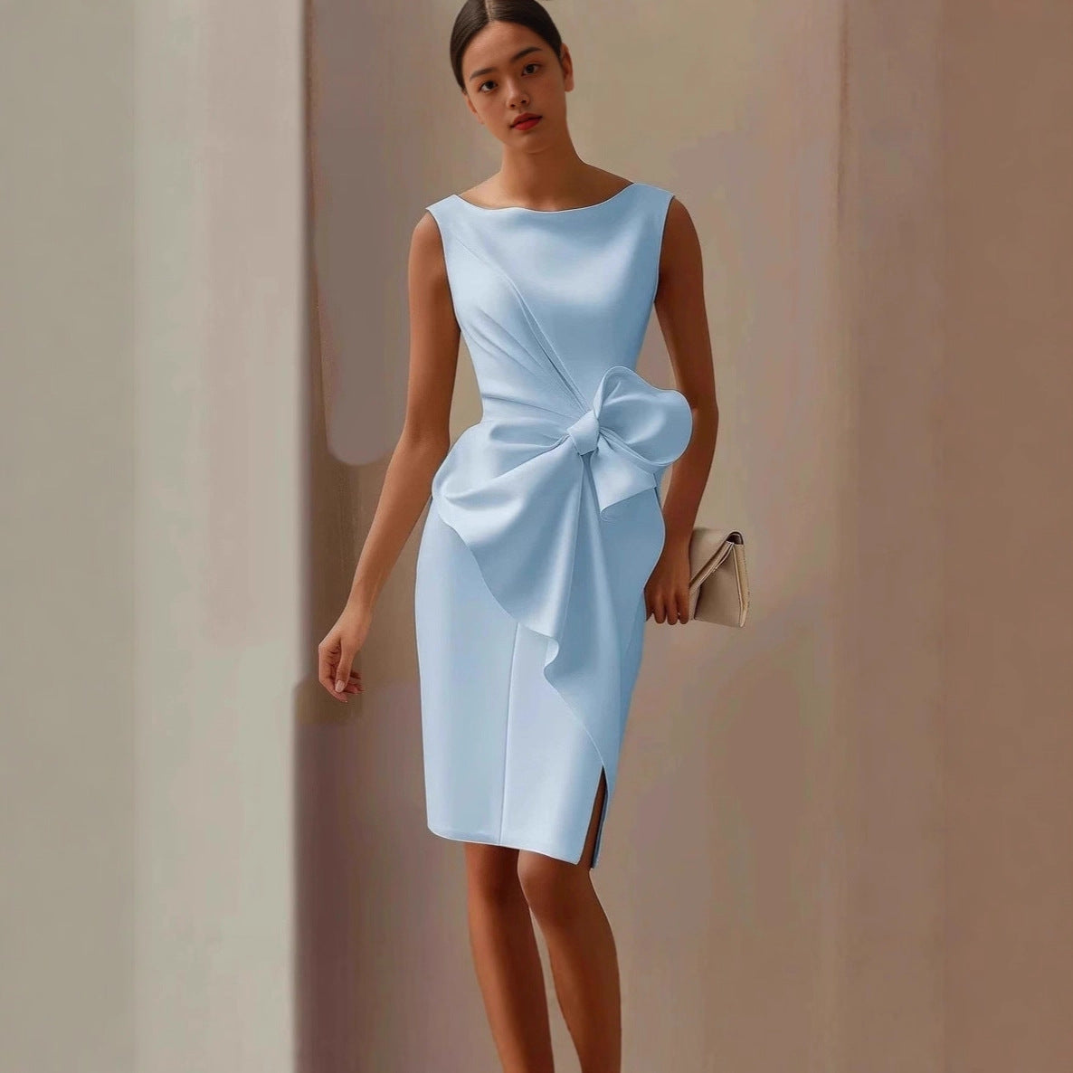 Bow-knot Fashion Sleeveless Midi Dress