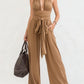 Sophisticated Halter-Neck V-Neck Long Solid-Colored Jumpsuit