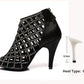 Black Satin Latin Dance Shoes Shiny Breathable High Heel
