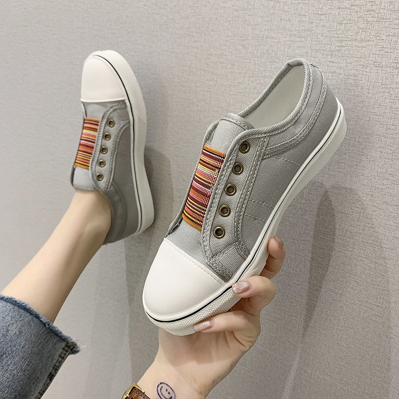 Women's Retro Zipper Fashion Patchwork Canvas Shoes