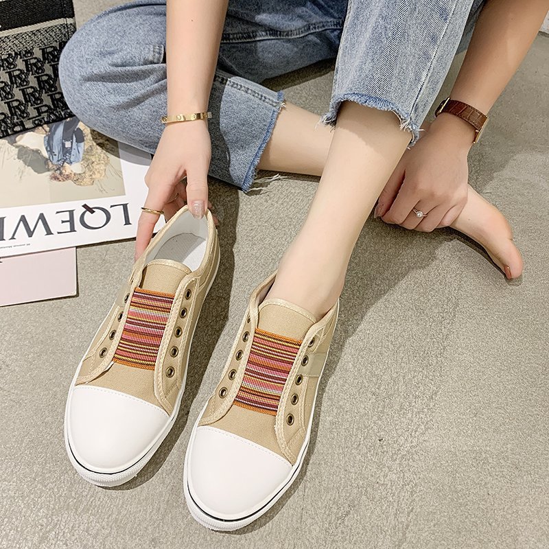 Women's Retro Zipper Fashion Patchwork Canvas Shoes