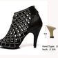 Black Satin Latin Dance Shoes Shiny Breathable High Heel