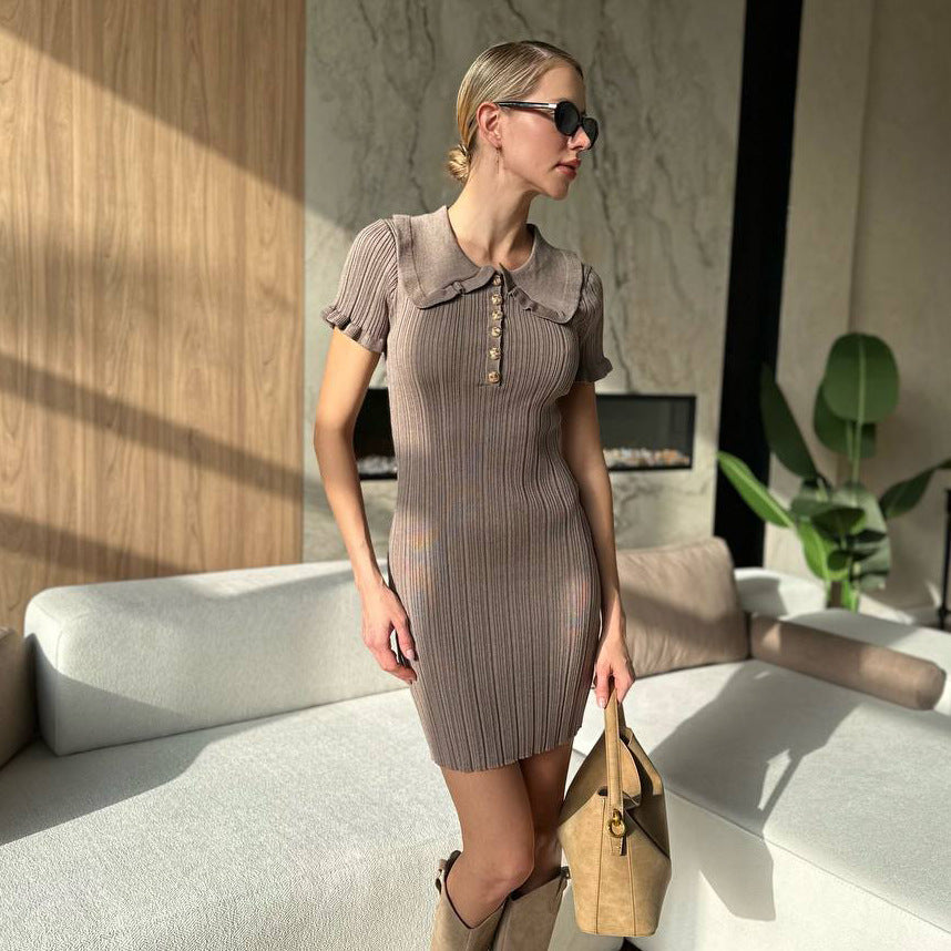Women's Short-Sleeve Knitted Fashionable Casual Dress