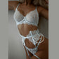 Lace Fishbone Pearl Decorative Sexy Lingerie 4-piece Set For Women