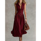 Elegant, Sophisticated Long Sleeveless Dress With A Lapel Collar