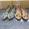 Women's Shoes Green Flower Embroidered Mesh Cloth Ballerina Flats New Guo Feng