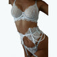 Lace Fishbone Pearl Decorative Sexy Lingerie 4-piece Set For Women