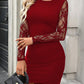 Lace Panelled Long Sleeve Sheath Dress