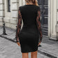 Lace Panelled Long Sleeve Sheath Dress