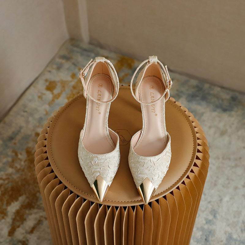 Women's Versatile Satin Anti-Collision High Heels