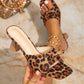 Womens Square-toe, Open-toe Leopard-print Chunky-heel Shoes