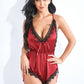 Red Suspender One-piece Lace Lingerie For Women