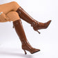Pointed-toe Stiletto-heel Stretch Slim Boots Long Boots
