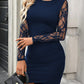 Lace Panelled Long Sleeve Sheath Dress