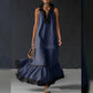Summer New Elegant Ruffled Contrast-Color Tank Maxi Dress