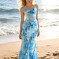 Womens Resort-Style Sleeveless Halterneck Printed Beach Dress