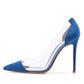Women's Fashion PVC Stitching Pointed High Heel Pumps