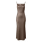Fashionable Shoulder Straps Slim-fit Sexy Backless Lace-up Long Dress Robe