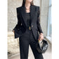 One Button Lace Panelled Blazer And Trousers Two Piece Set