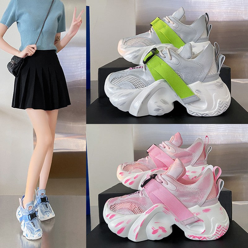 Breathable Rub Color Daddy Shoes Lady