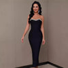 Female Strapless Diamond Studded Crystal Elastic Bandage Dress