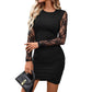 Lace Panelled Long Sleeve Sheath Dress