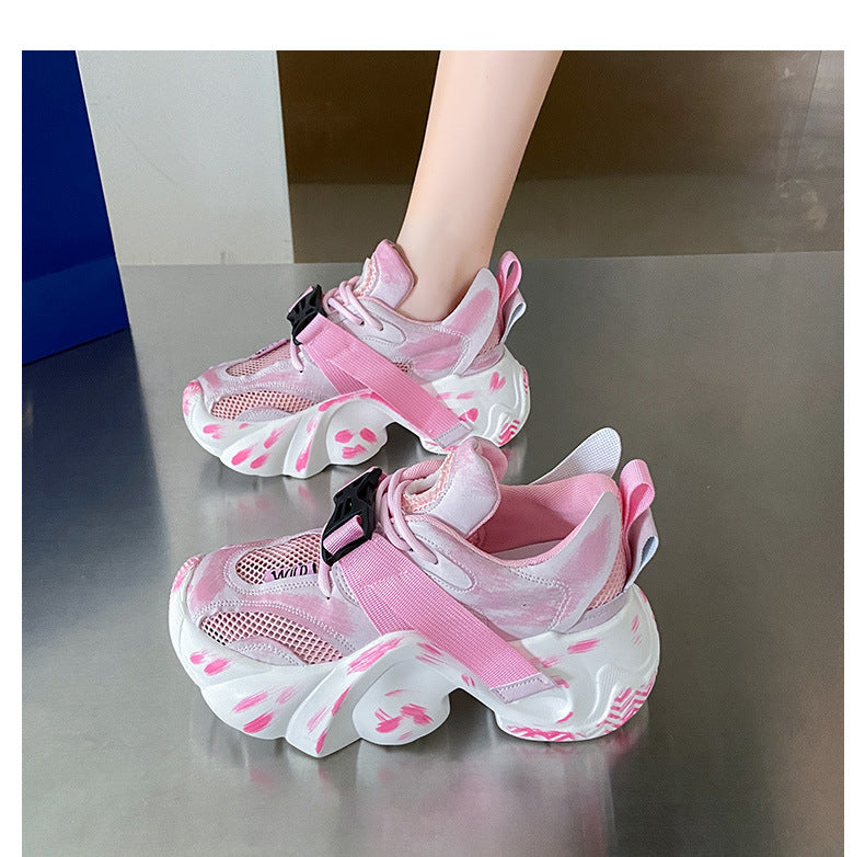 Breathable Rub Color Daddy Shoes Lady