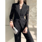 One Button Lace Panelled Blazer And Trousers Two Piece Set