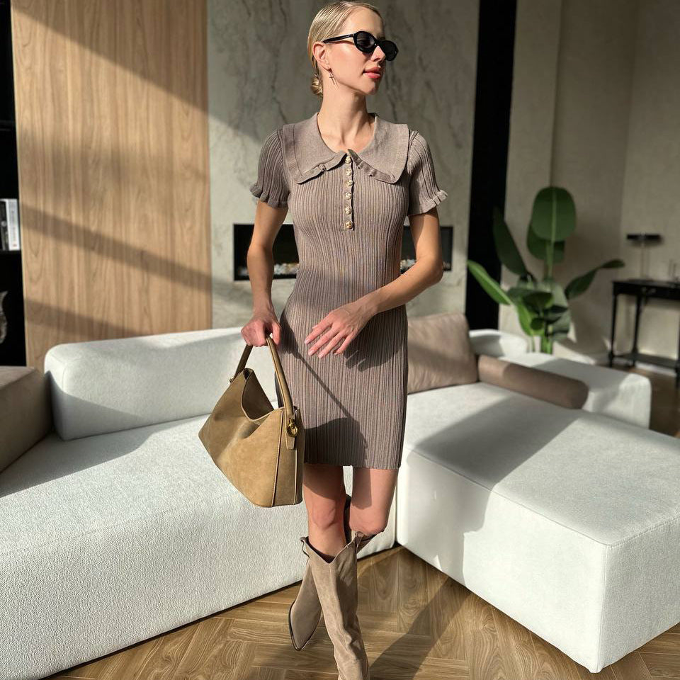 Women's Short-Sleeve Knitted Fashionable Casual Dress